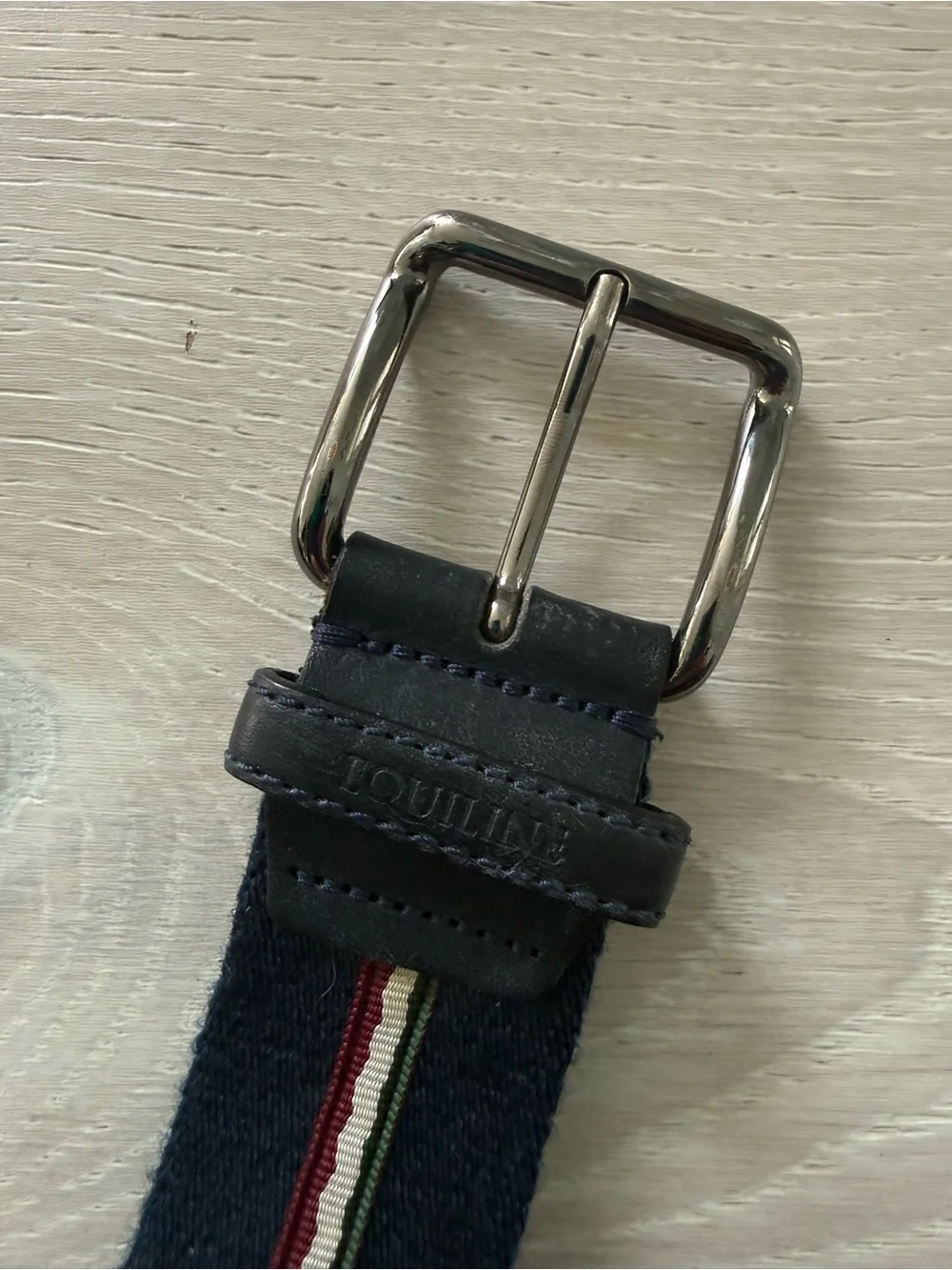 Equiline Navy Webbing Belt with Tricolor Stripe